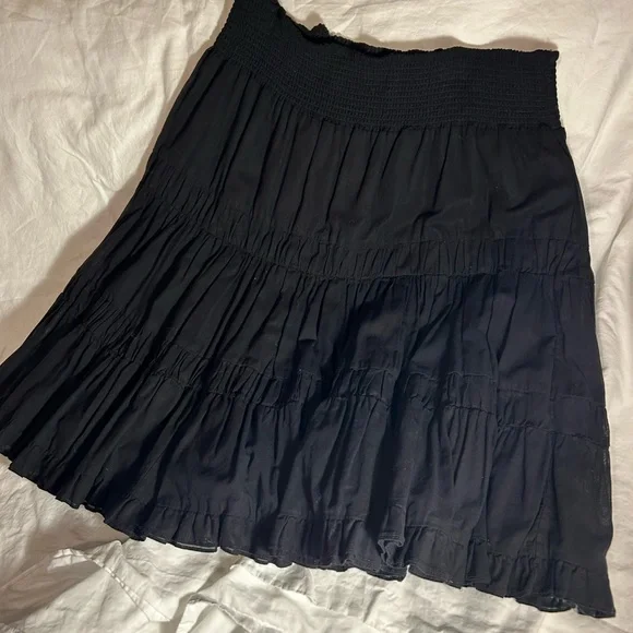 Fun Ruffled Tiered Black Women's Cotton Skirt - Picture 1 of 6